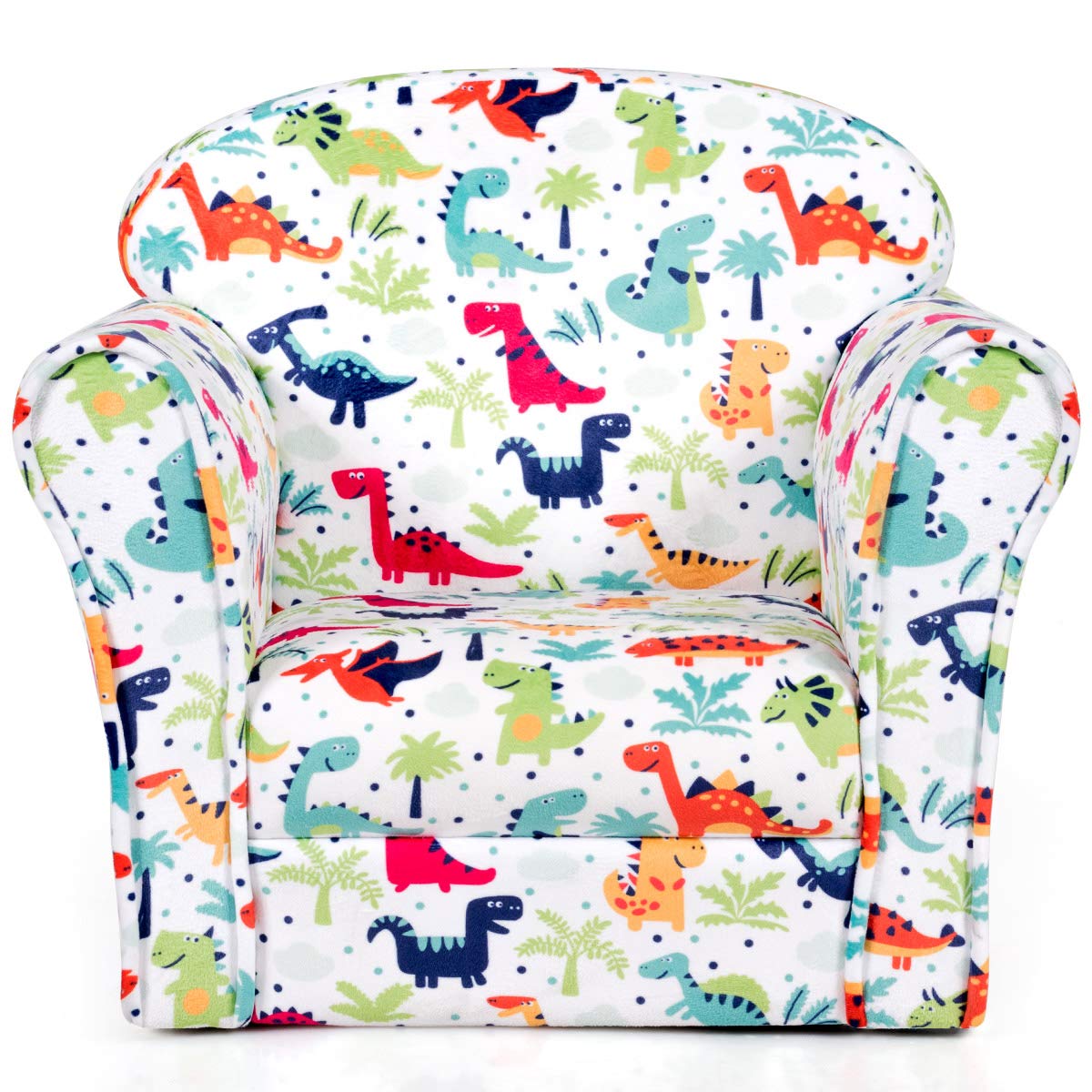 Costzon Kids Couch, Children'S Sofa Armrest Chair With Pattern, Toddler Furniture W/Sturdy Wood Construction, Preschool, Lightweight Children Couch Sofa Chair For Aged 1-5 Boys & Girls Gifts, Dinosaur