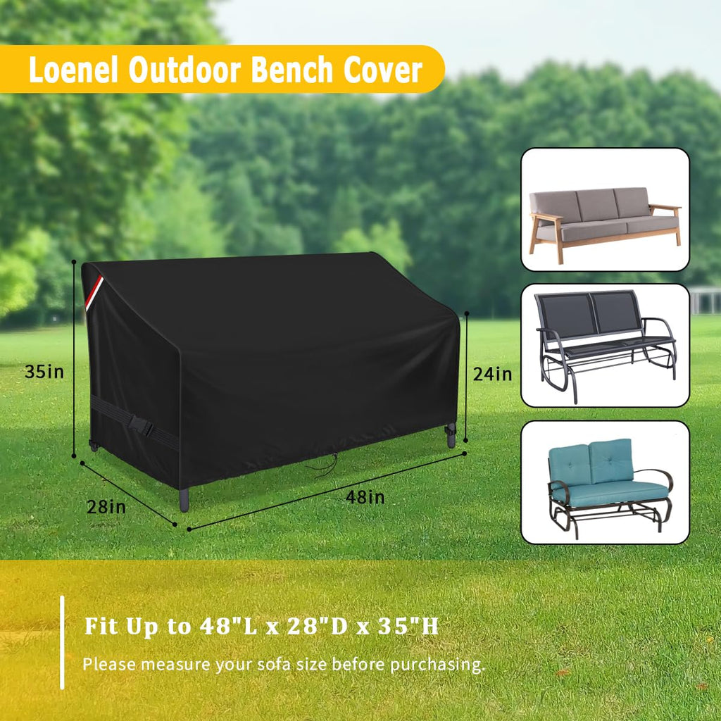 Loenel Outdoor Loveseat Cover, Waterproof 2-Person Outdoor Glider Bench Cover For Patio Double Swing Rocking Chair Loveseat, Pat