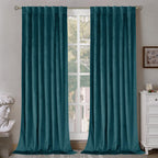 Bgment Teal Velvet Curtains 90 Inches For Bedroom, Thermal Insulated Room Darkening Curtains Sound Reduce Drapes With Back Tab A