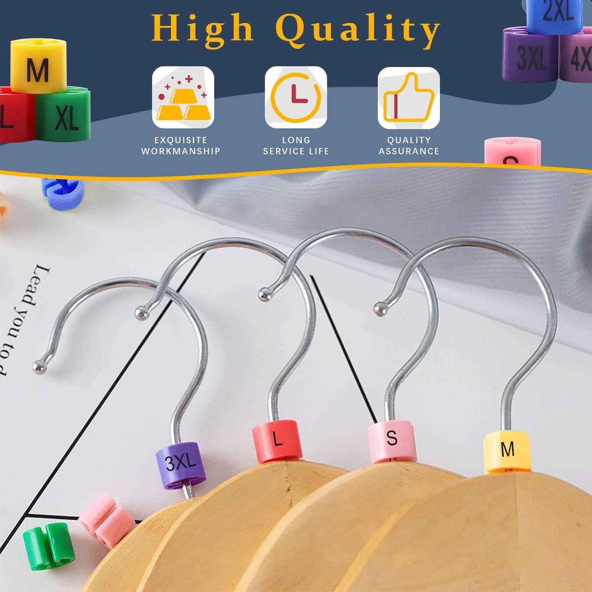Hilitchi 540-Pcs [Xxs - 4Xl] Clothes Hanger Size Color-Coding Garment Size Markers Assortment Kit - 9 Size - With Storage Box