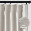 Miulee Pinch Pleated Linen Blackout Curtains 2 Panels Light Blocking Farmhouse Black Out Pleat Thermal Insulated Living Room Bed