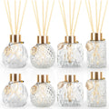 8Pcs Reed Diffuser Set with Metal Golden Decoration, 3.5oz-4.2oz Empty Reed Diffuser Bottles with 20Pcs Reed Diffuser Sticks, Un