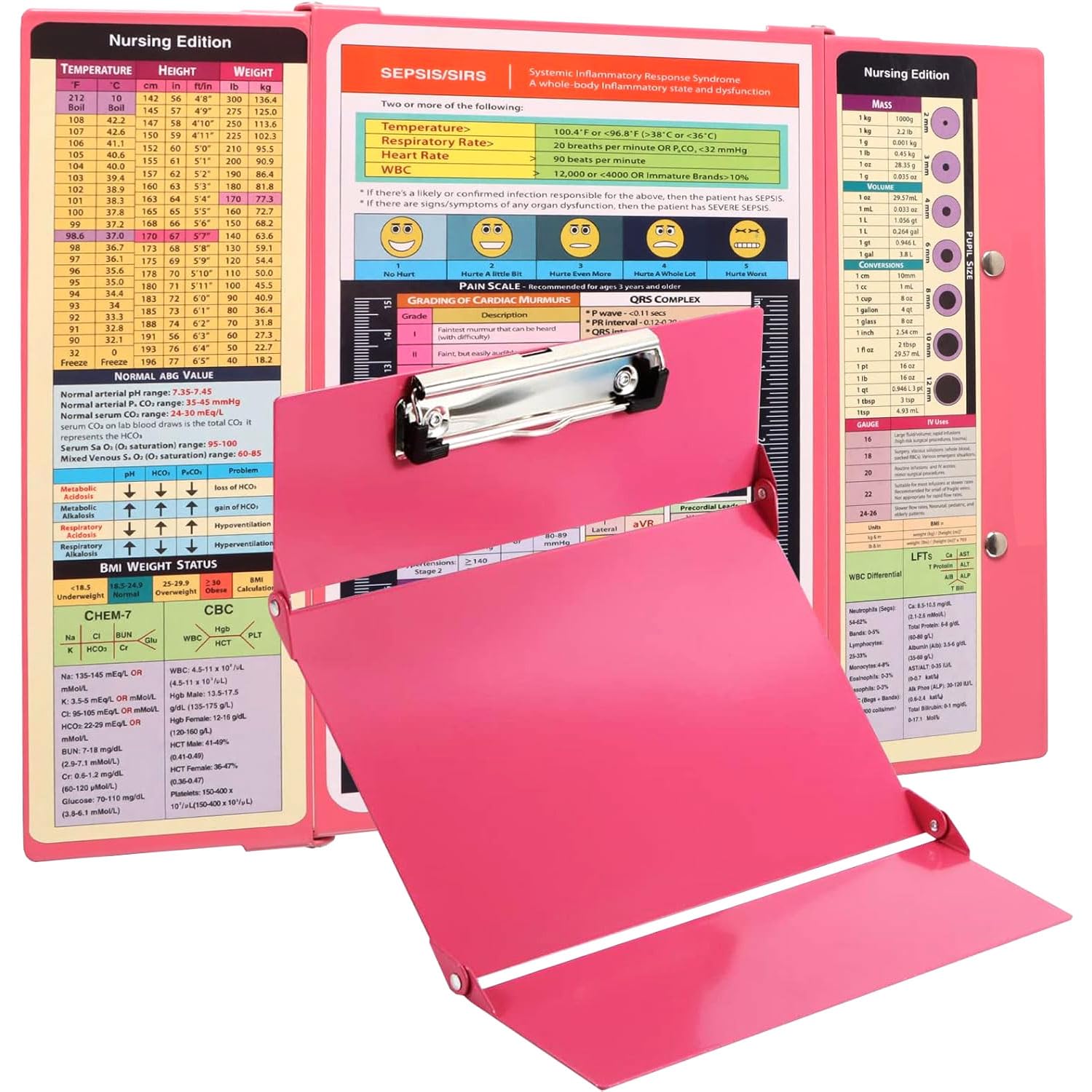 Nursing Clipboard With Nursing And Medical Edition Cheat Sheets 3 Layers Aluminum Foldable Nurse Clipboard Nursing Student Essen