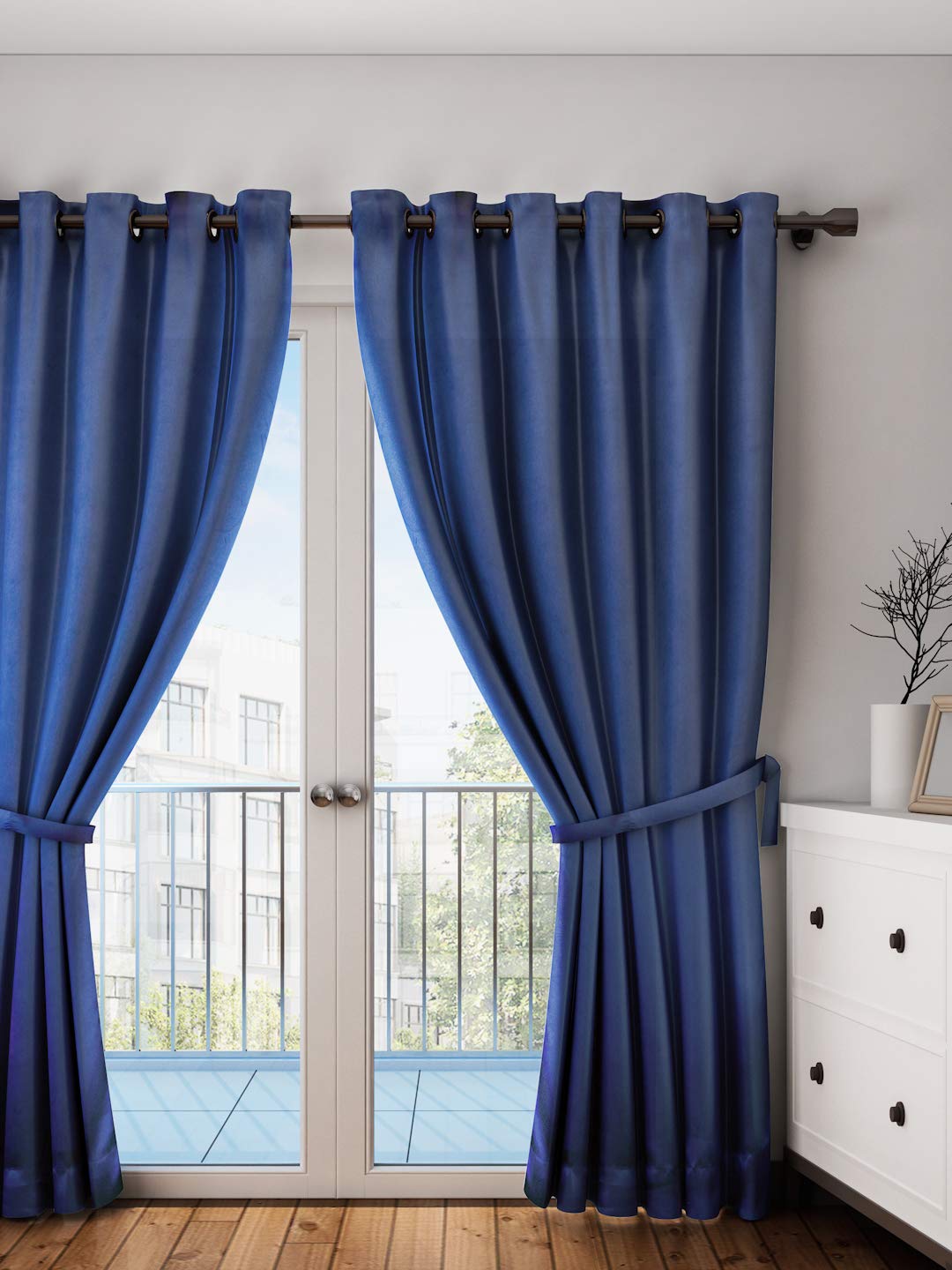 Home Sizzler Polyester Solid Curtain, Window  5 Feet, Blue, Pack Of 1