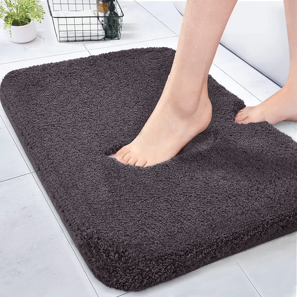 Bath Mat for Bathroom Non Skid TPR Backing (Grey, 16X24) Pack of 1 Model M2054