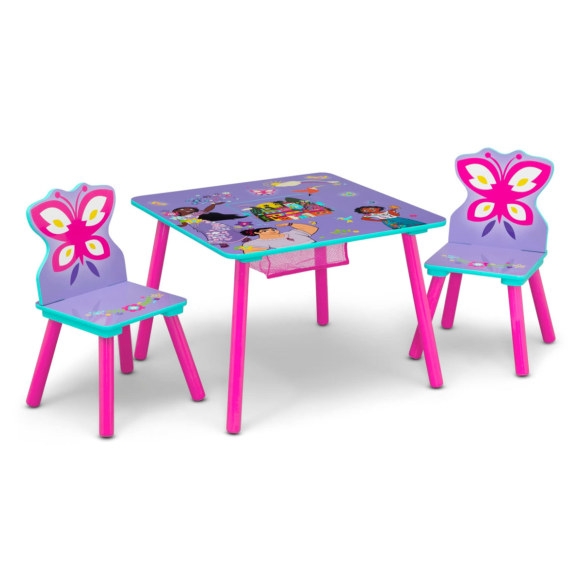 Disney Encanto Kids Table and Chair Set with Storage (2 Chairs Included) by Delta Children Ideal for Arts & Crafts, Snack Time, 