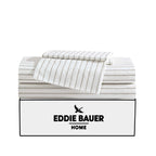 Eddie Bauer - King Sheet Set, Cotton Percale Bedding Set, Super Soft And Cozy Home Decor, Oeko-Tex Certified (Essential Stripe Beige, King)