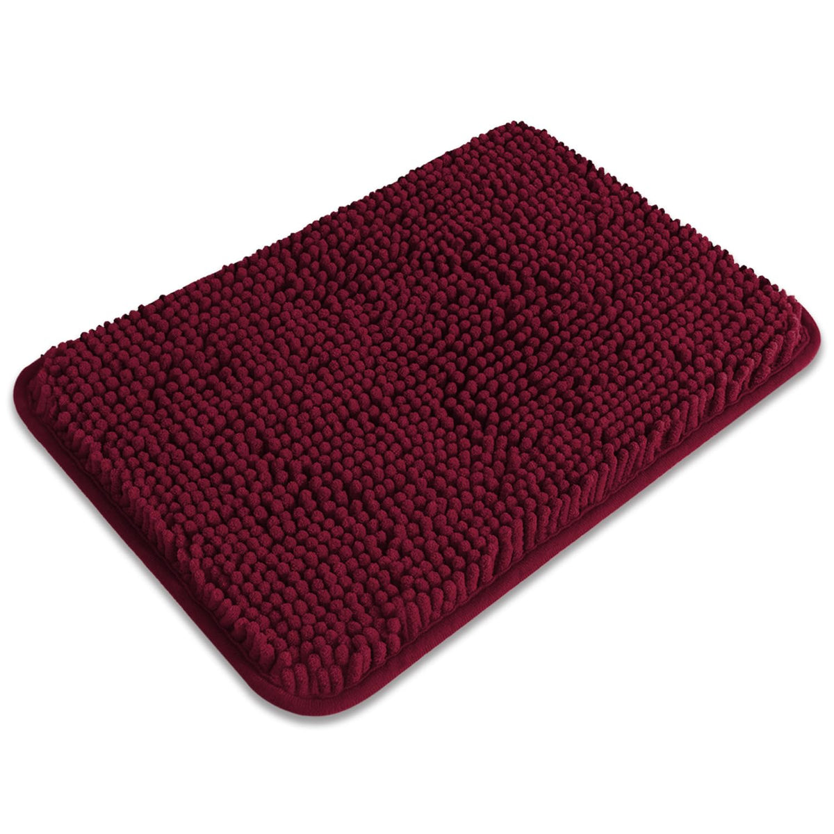 PureSwan Small Bathroom Rug 12x18 – Washable and Absorbent Bath Mat, Non Slip, Thick Soft Chenille Bath Rugs for Bathroom, Shower, Sink, Dog mat(Vivid Burgundy)
