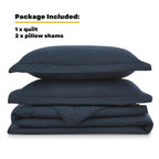 Maple&Stone Quilt Set King Size, Lightweight Navy Bedspread Ultrasonic Chevron Pattern Light Coverlet For All Season Comforter B
