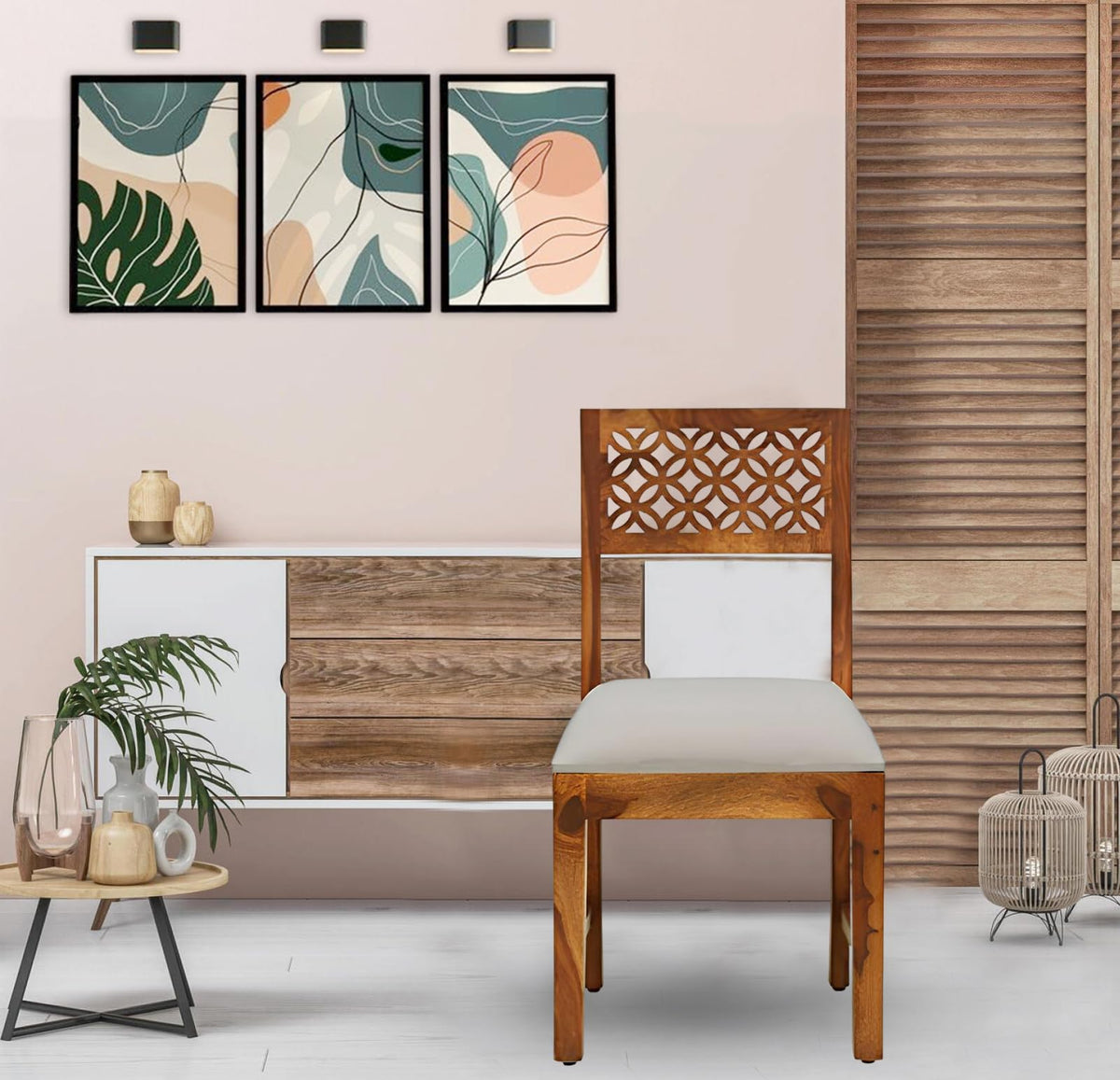 Porash Furniture Solid Sheesham Wood Dining Chair Set | Wooden Chairs Set Of 2 With Cushion For Home Dining Room Living Room Stu