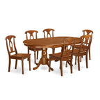 East West Furniture PLNA7-SBR-W 7 Piece Dining Table Set Consist of an Oval Dining Room Table with Butterfly Leaf and 6 Wood Seat Chairs, 42x78 Inch, Saddle Brown