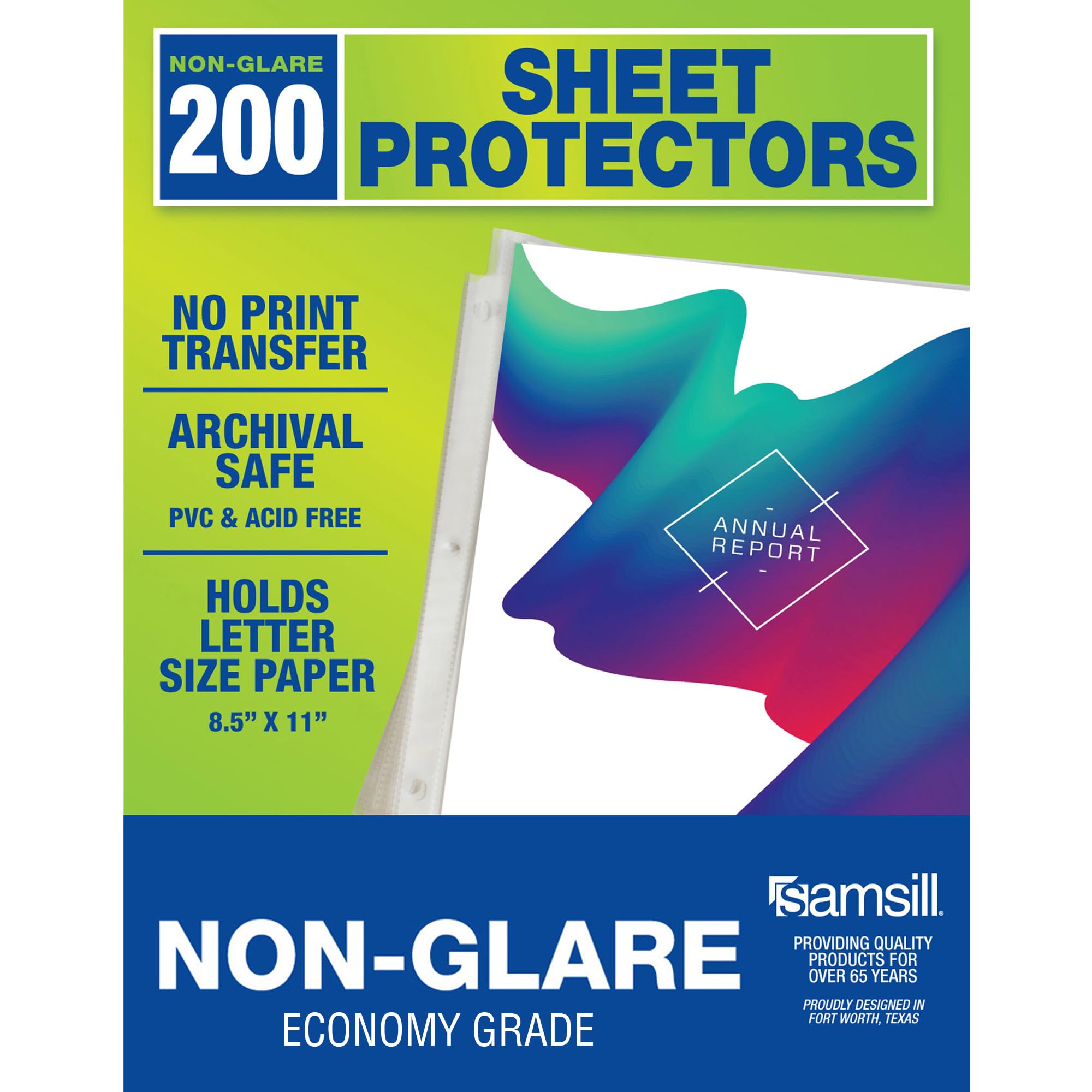 Samsill 200 Pack Sheet Protectors, 8.5X11 Inch Page Protectors For 3 Ring Binder, Standard Weight, Non-Glare Protector, Letter S