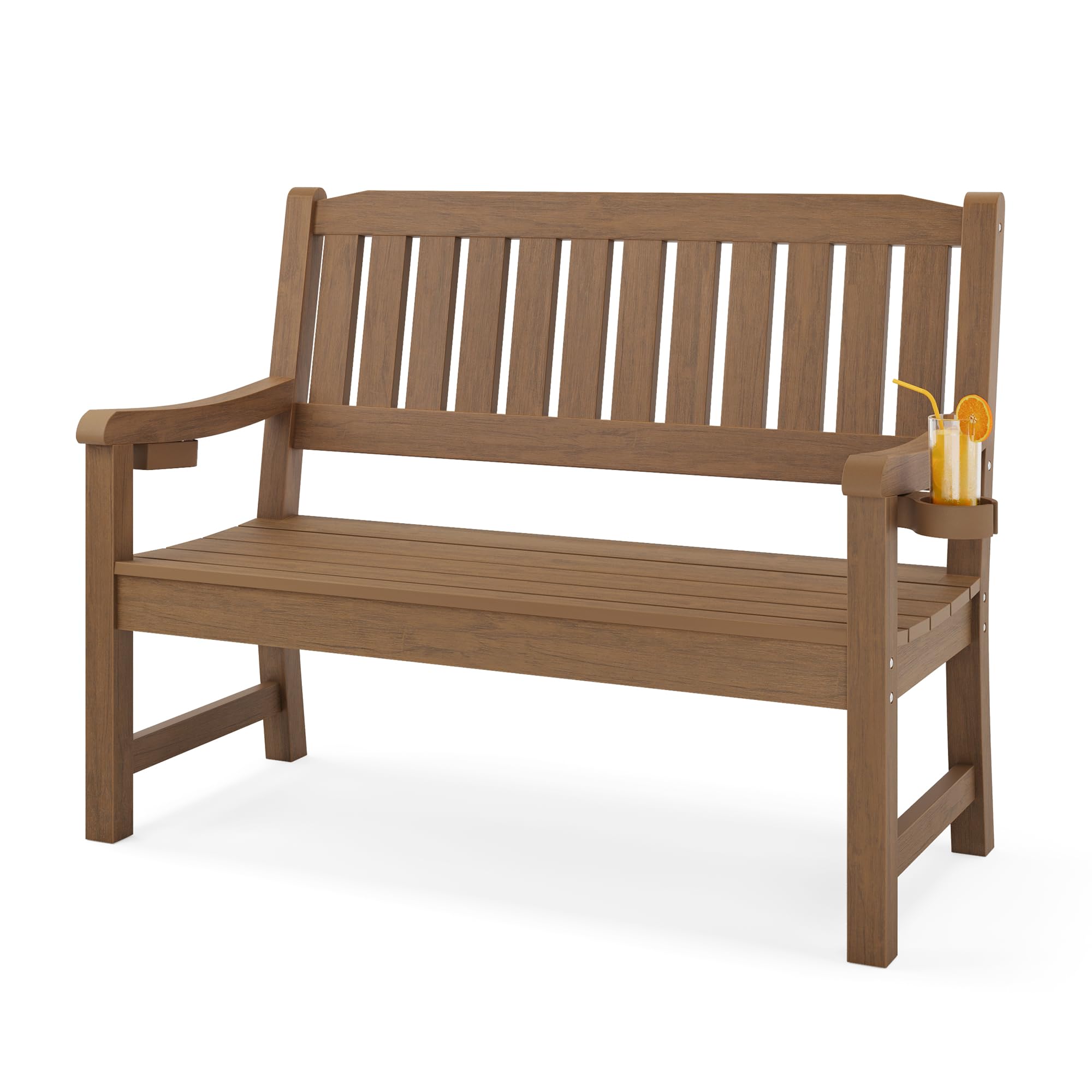 LUE BONA Outdoor Bench, 2-Person HDPS Garden Bench, Outdoor Benches Weatherproof, All-Weather Fade/Rot Resistant Patio Bench for