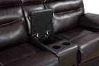 HomeRoots Leather Upholstery/Solid Wood Frame 78' X 40' X 41' Brown Console Loveseat