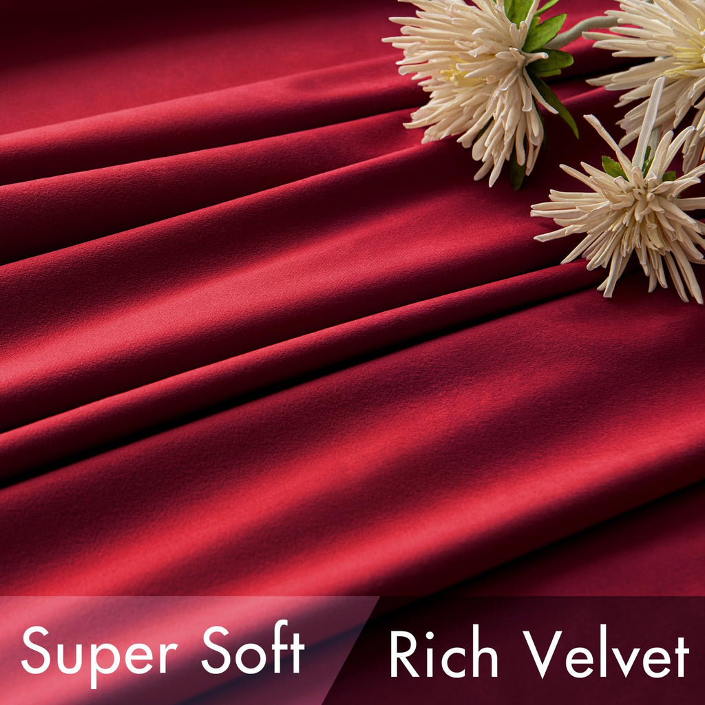 Miulee Velvet Curtains 84 Inches - Luxury Blackout Curtains For Bedroom Living Room Thermal Insulated Super Soft Window Drapes Rod Pocket & Back Tab Christmas Decor, Red, W52 X L84 Inches, 2 Panels