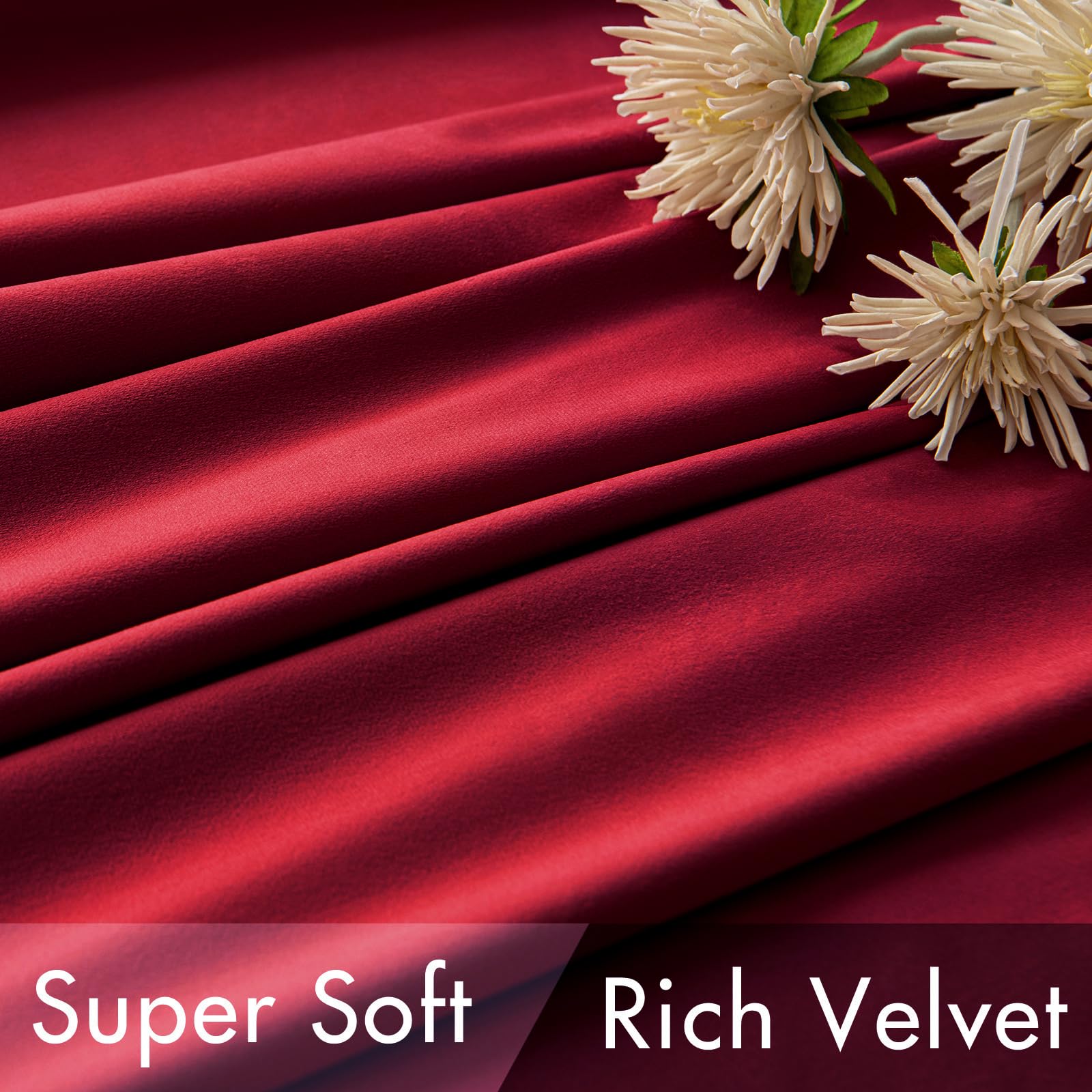 Miulee Velvet Curtains 84 Inches - Luxury Blackout Curtains For Bedroom Living Room Thermal Insulated Super Soft Window Drapes Rod Pocket & Back Tab Christmas Decor, Red, W52 X L84 Inches, 2 Panels