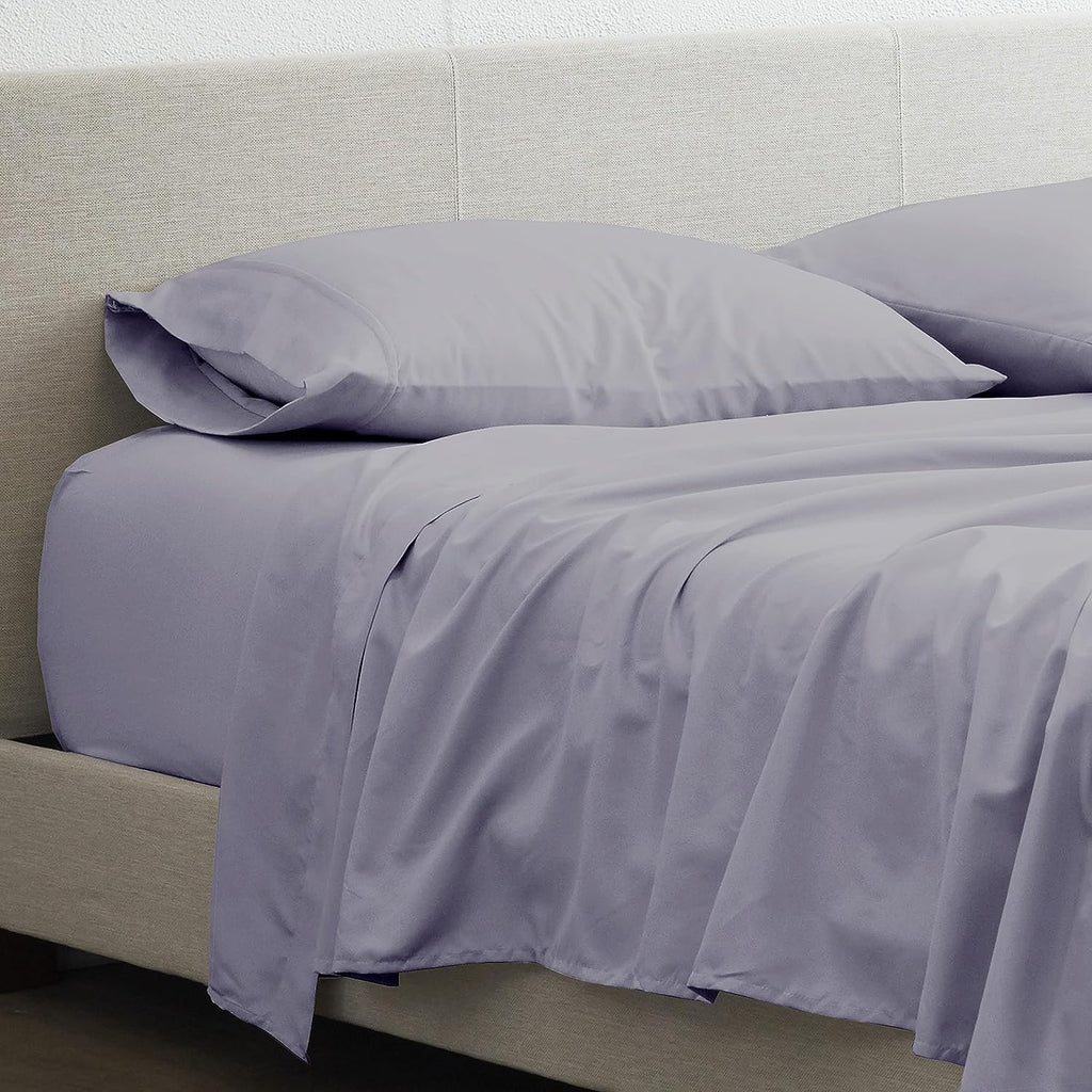 Mygiza Sheets,100% Giza Egyptian Cotton Sheets-Queen Size Giza Cotton Sheets Set To Fit Upto 18 Inches Deep Mattress (4 Pcs) Light Grey Solid