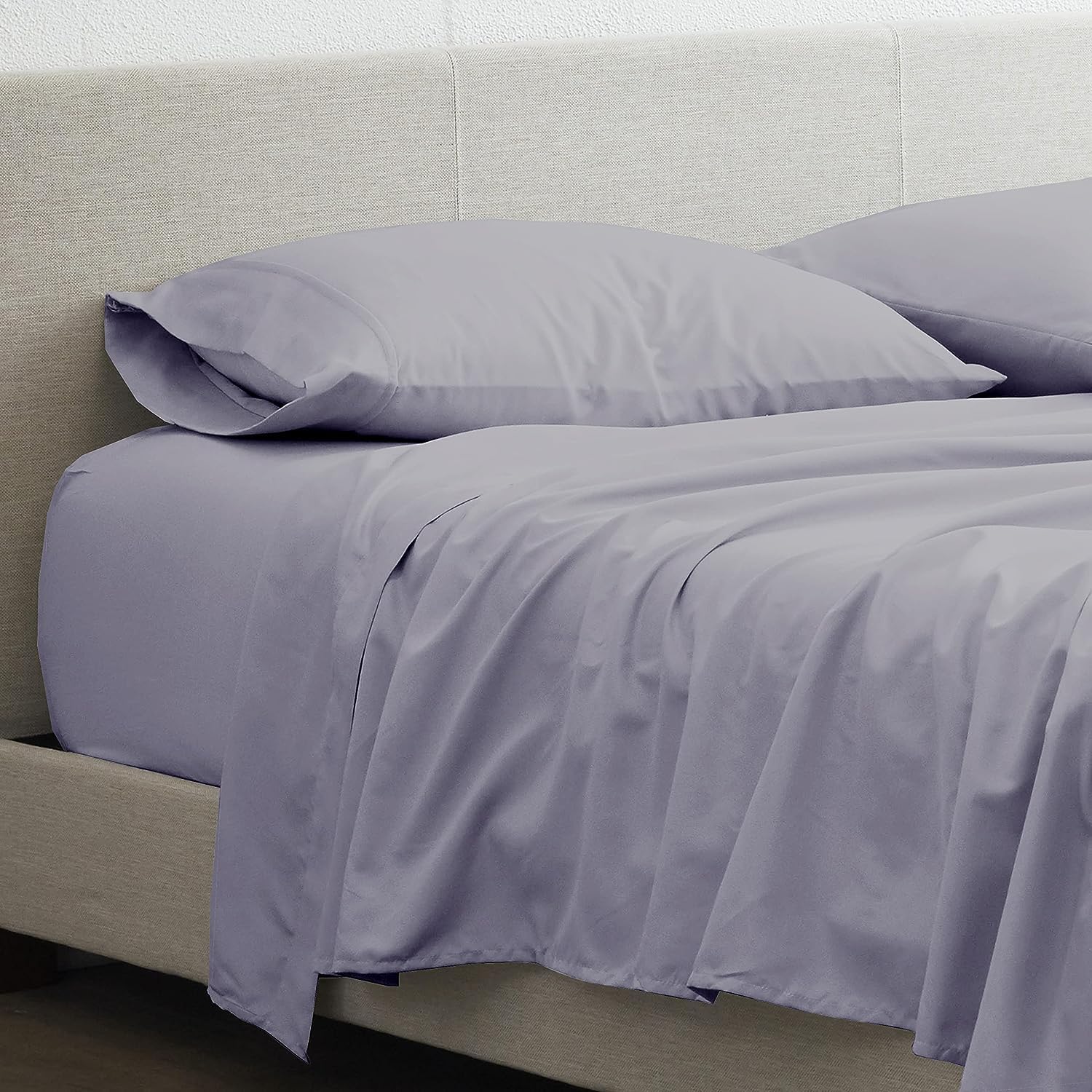 Mygiza Sheets,100% Giza Egyptian Cotton Sheets-King Size Giza Cotton Sheets Set To Fit Upto 18 Inches Deep Mattress (4 Pcs) Light Grey Solid