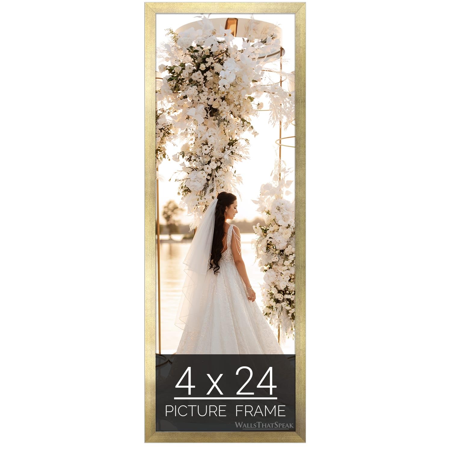 wallsthatspeak 4x24 Gold Picture Frame for Puzzles Posters Photos or Artwork