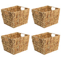 Trademark Innovations Hyacinth Storage Basket with Handles, Rectangular (Set of 4, 11.5)