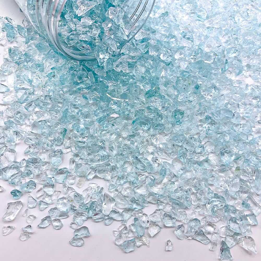 HappyFiller 1.3 LB Crushed Sand Broken Glass Pieces Crush Terrarium Gravels for Resin Arts Crafts, Fire Pit,Succulents,Vase Fill