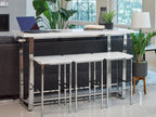 Coaster Furniture Marmot 4-Piece Rectangle Marble Counter Height Set Table White and Chrome 182253