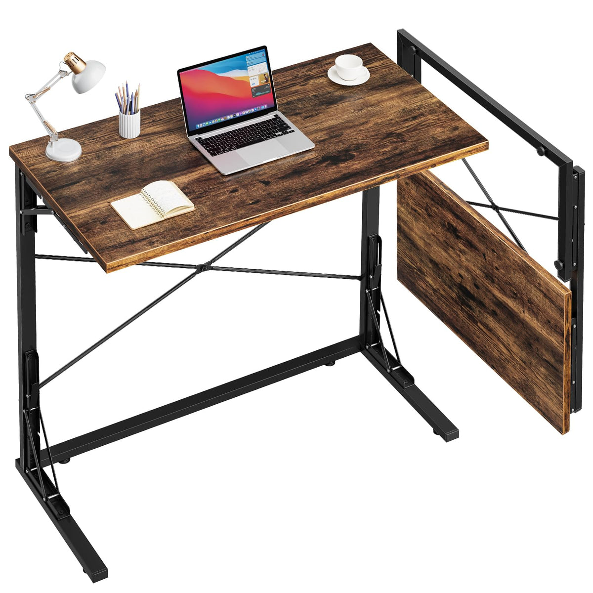 Vantic 31.5inch Folding Desk, Foldable Tv Tray Table For Eating On Couch, Extra Large Tv Dinner Trays, Portable Fold Computer Writi