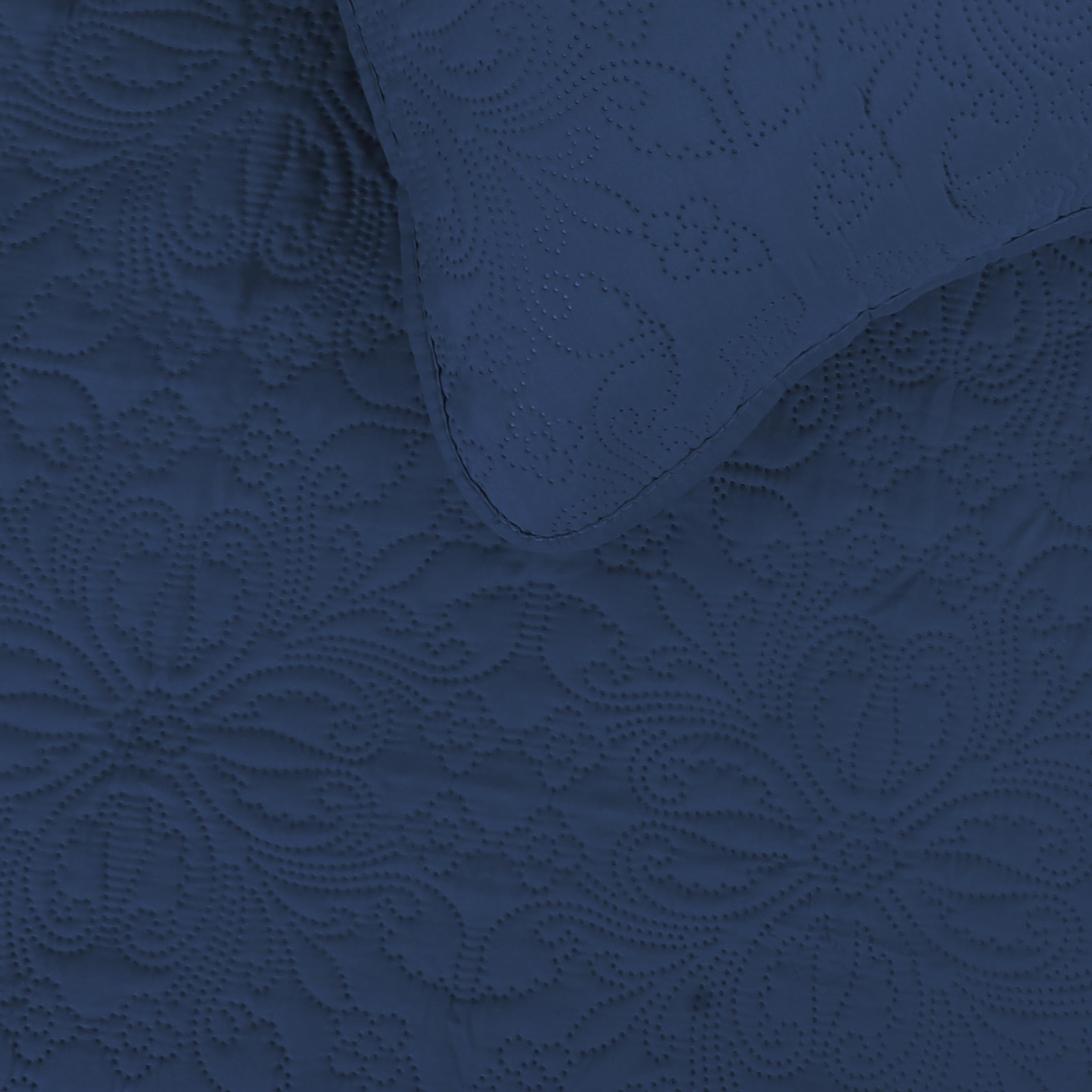 Easy-Going Twin Size Reversible Quilt Set With 1 Quilt And 1 Pillow Sham, Soft Bed Quilt Cover, Water Resistant Lightweight Microfiber Bedspread, Stain Resistant, Damask-Dark Blue/Light Blue