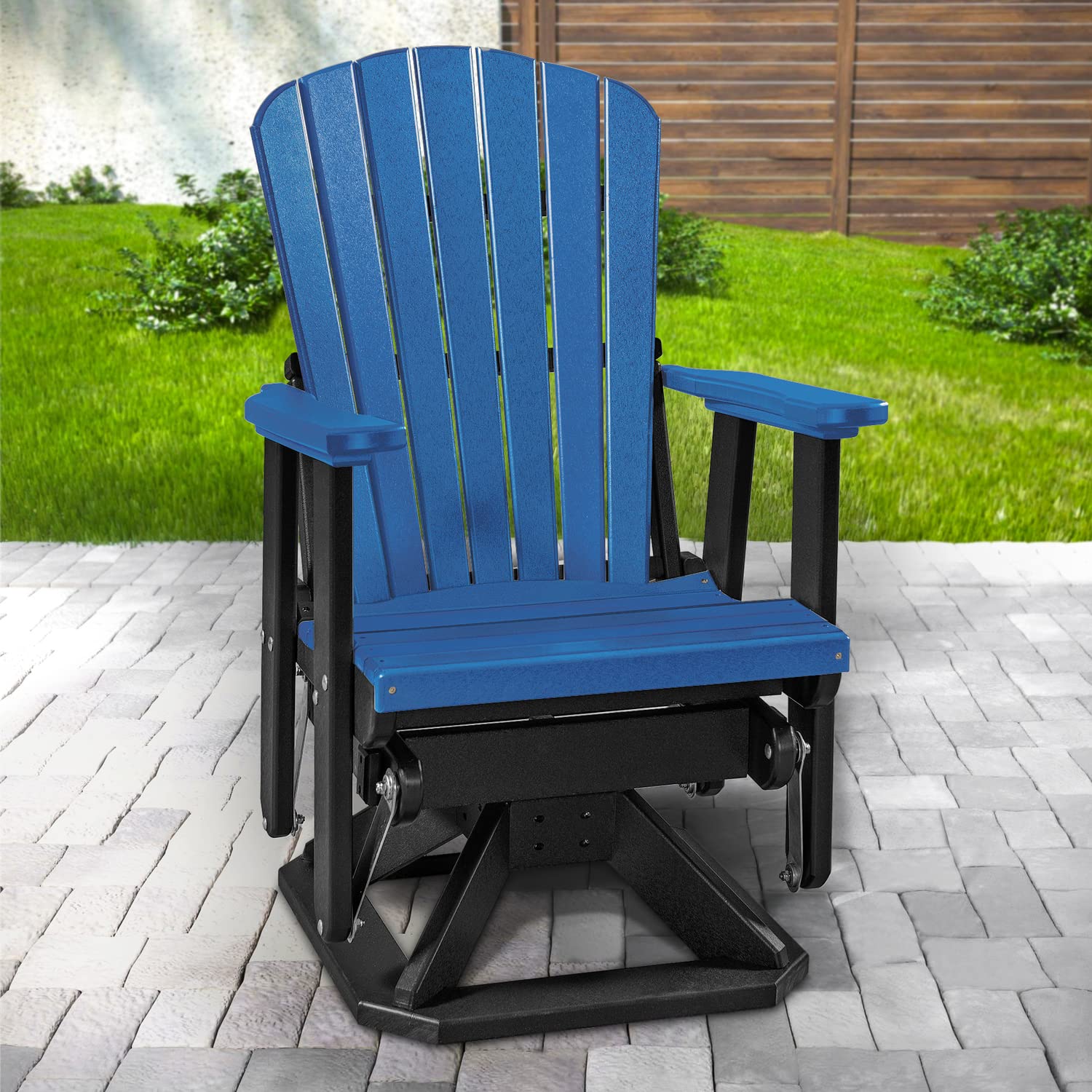 American Furniture Classics 510BBK Fan Back Swivel Glider, Blue and Black