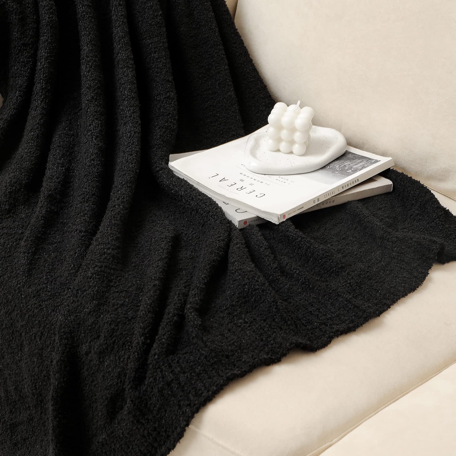 Bearberry Super Soft Fluffy Throw Blanket Lightweight Cozy Warm Throw Blankets For Couch Bed Sofa All Season (Black, 40   X50