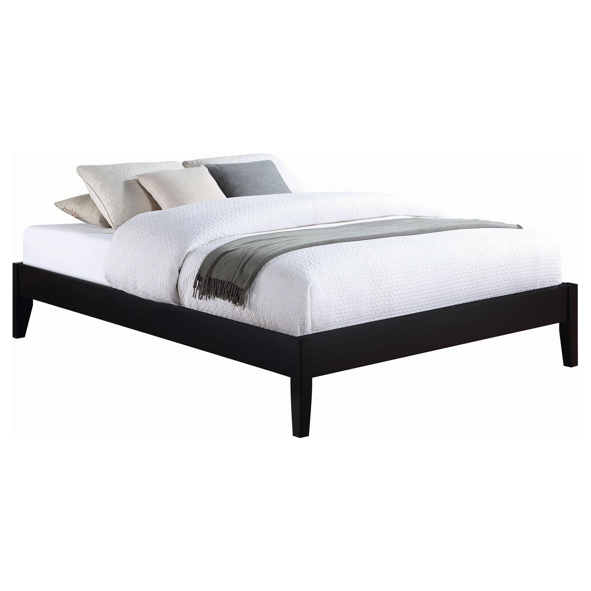 Coaster Home Furnishings Hounslow Contemporary Eastern King Size Pine Wood Platform Bed Frame Headboard Compatible Bed Base Black 306129KE