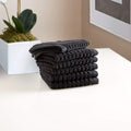 DKNY Quick Dry 100% Cotton Towels, 6 Pack Washcloths - 12 x12, Black