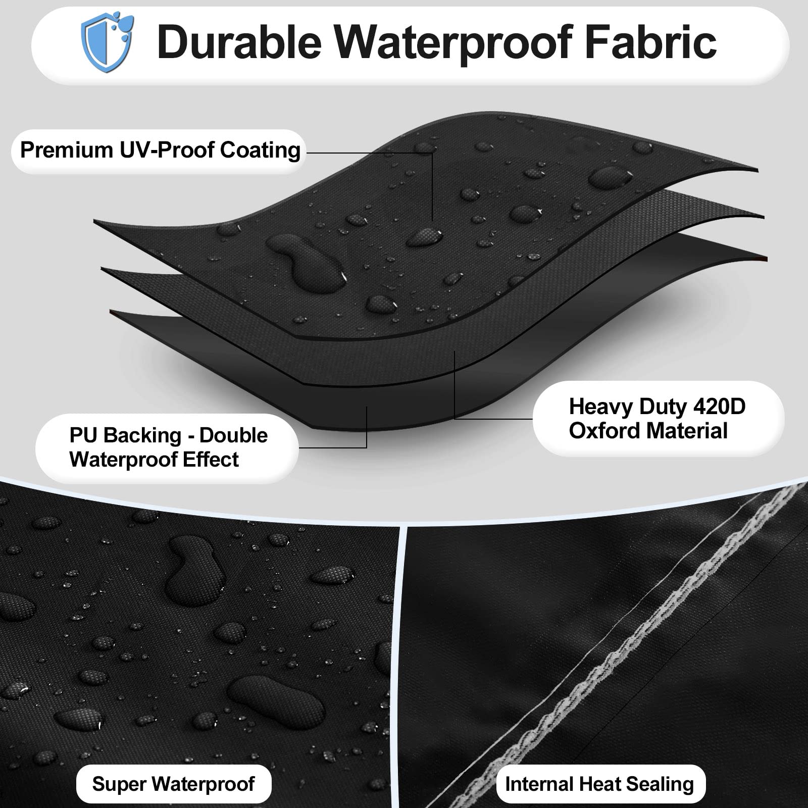 Outdoorlines Outdoor Waterproof Patio Ottoman Covers - Square Uv-Proof Patio Side Table Cover Windproof Heavy-Duty Furniture Covering Protector 25L X 25W X 17H Inch, Black