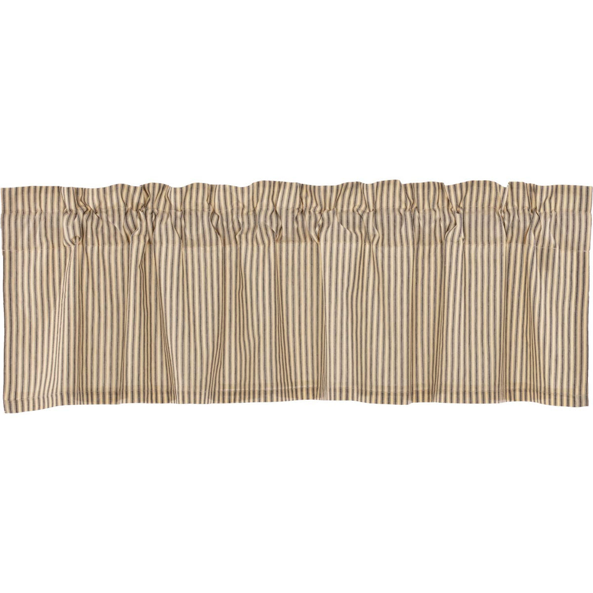 VHC Brands Sawyer Mill Charcoal Valance Curtain Cozy Farmhouse Country Cotton Striped Kitchen Drapes 16x60