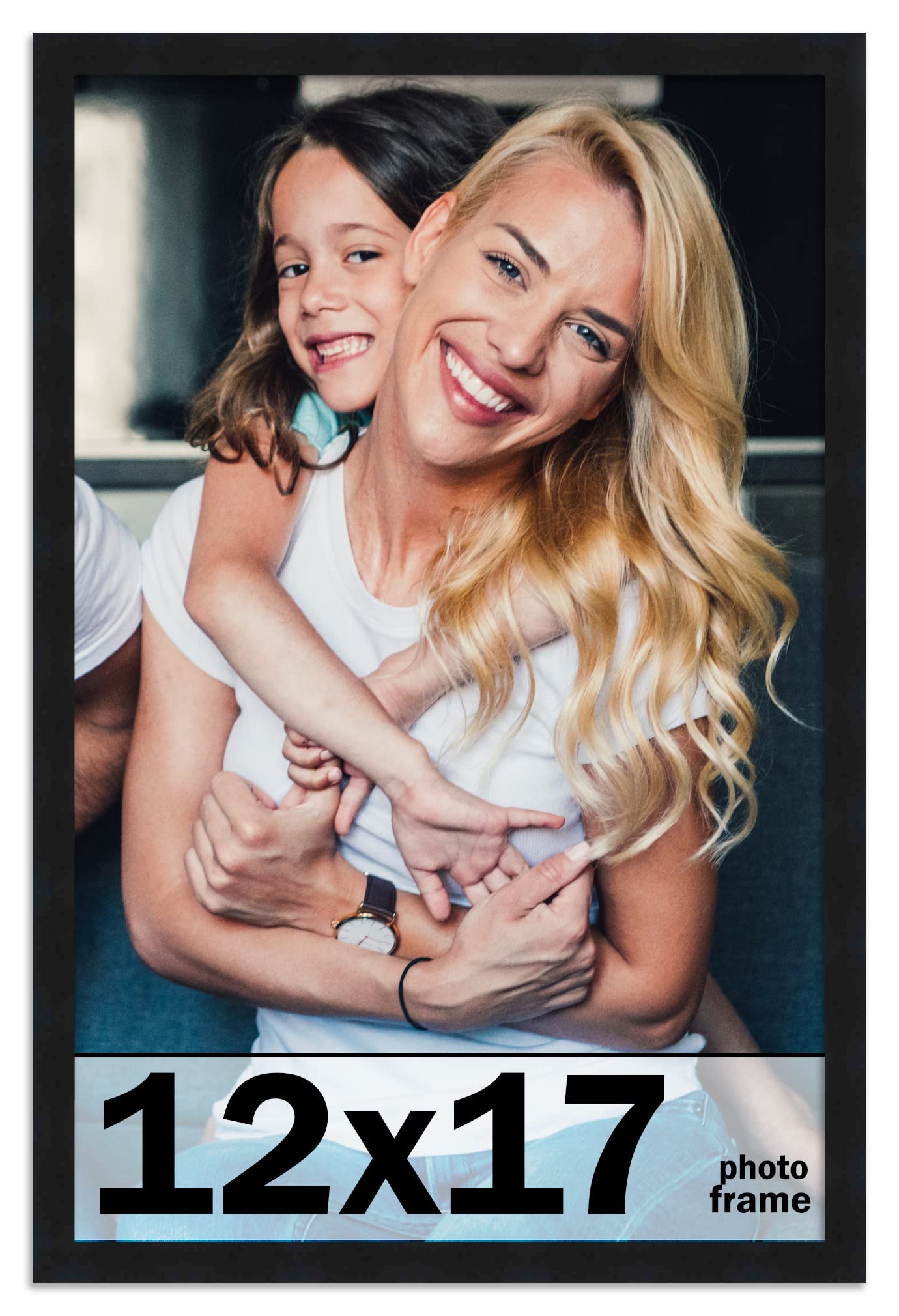 12x17 Frame Black Picture Frame - Complete Modern Photo Frame Includes UV Acrylic Shatter Guard Front, Acid Free Foam Backing Bo