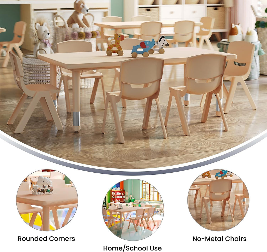 24W x 48L Rectangular Natural Plastic Height Adjustable Activity Table