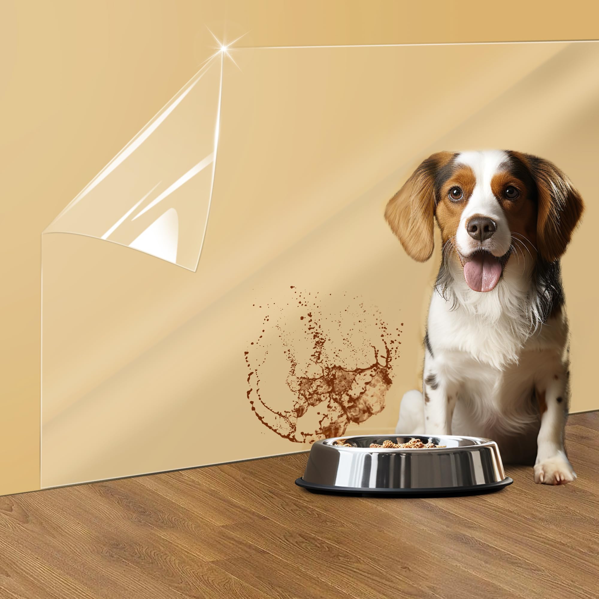 Clear Wall Protector, Non Adhesive Static Cling Removable Contact Paper, Plastic Stickers for Kitchen & Office from Trash, Chair