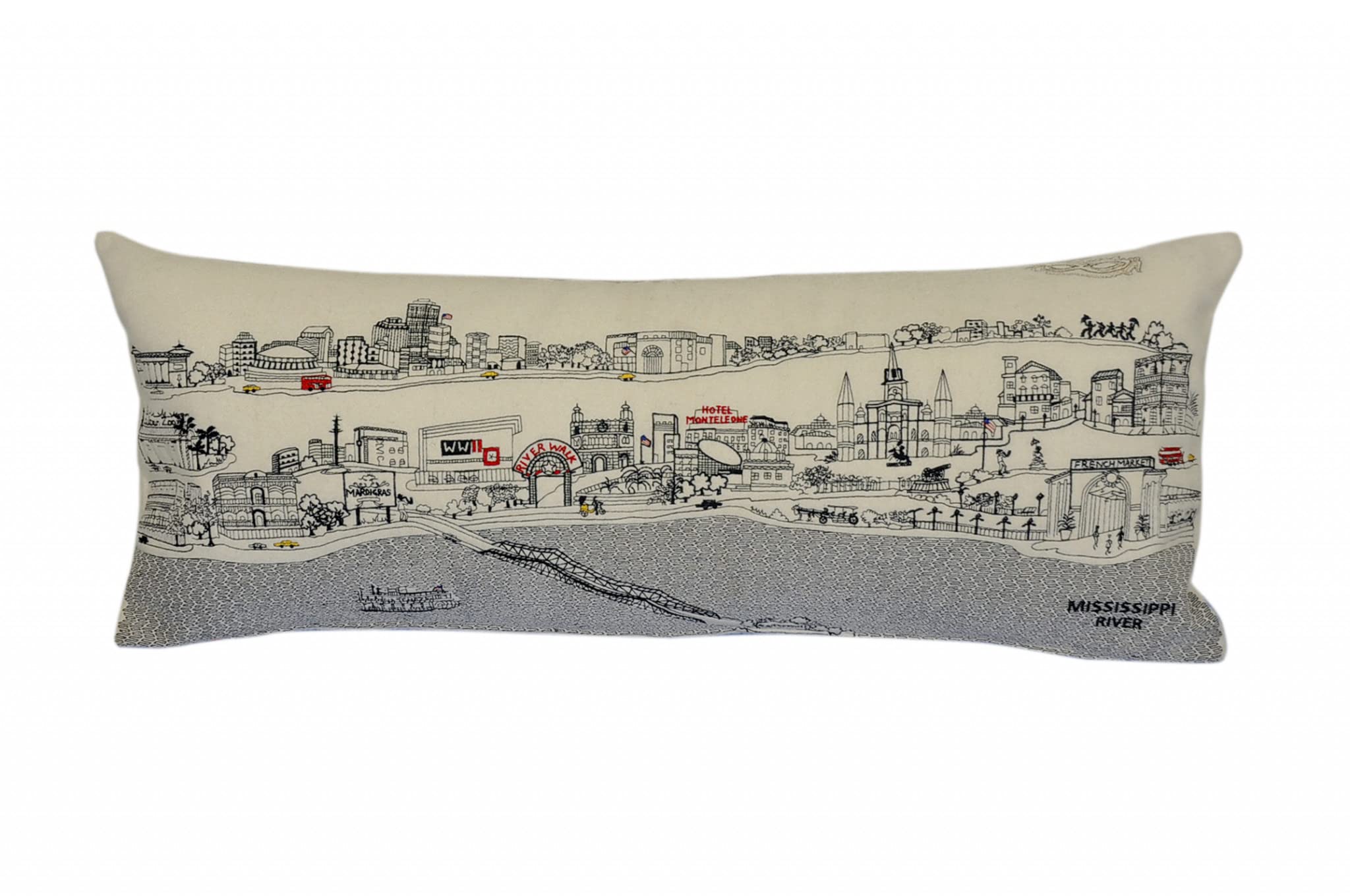 HomeRoots Cream 35' White New Orleans Daylight Skyline Lumbar Decorative Pillow