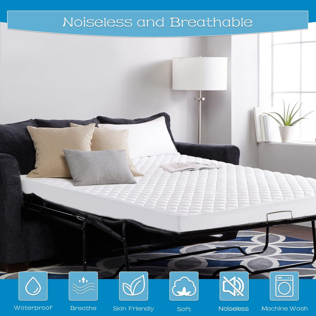 Grt Waterproof Sofa Bed Mattress Pad - 100% Waterproof Full Sleeper Sofa Mattress Protector Quilted, Breathable Noiseless Sofa M