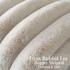 Futei Beige Decorative Throw Pillow Covers 16X16 Inch Set Of 2, Square Soft Faux Rabbit Fur Big Striped Cushion Cover,Home Decor