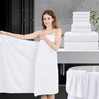 Jessy Home White 8 Piece Bath Towel Set |2 Oversized Large Bath Sheet,2 Hand Towels,4 Washcloths| Soft Luxury Towel Set for Bath