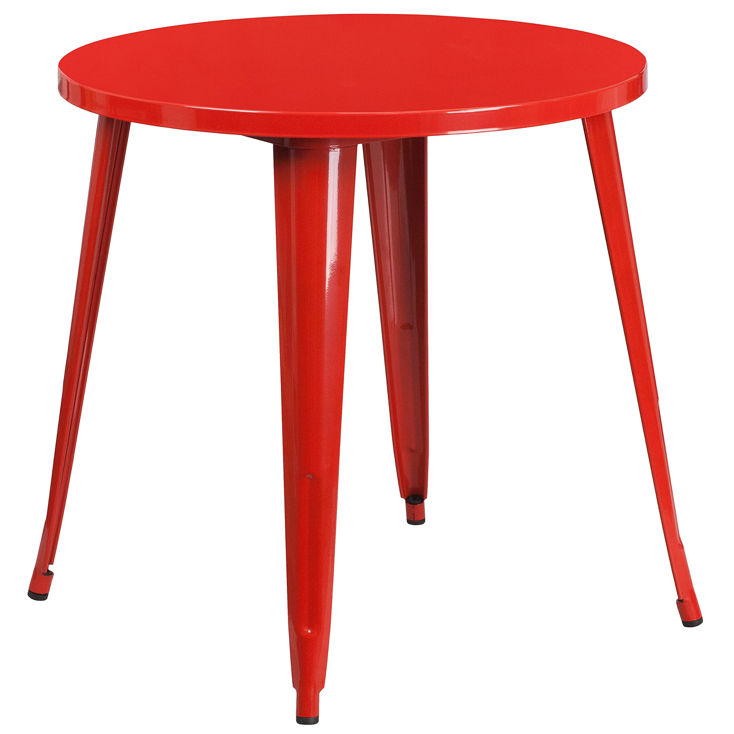 Flash Furniture Conrad Commercial Grade 30" Round Red Metal Indoor-Outdoor Table Set with 2 Arm Chairs