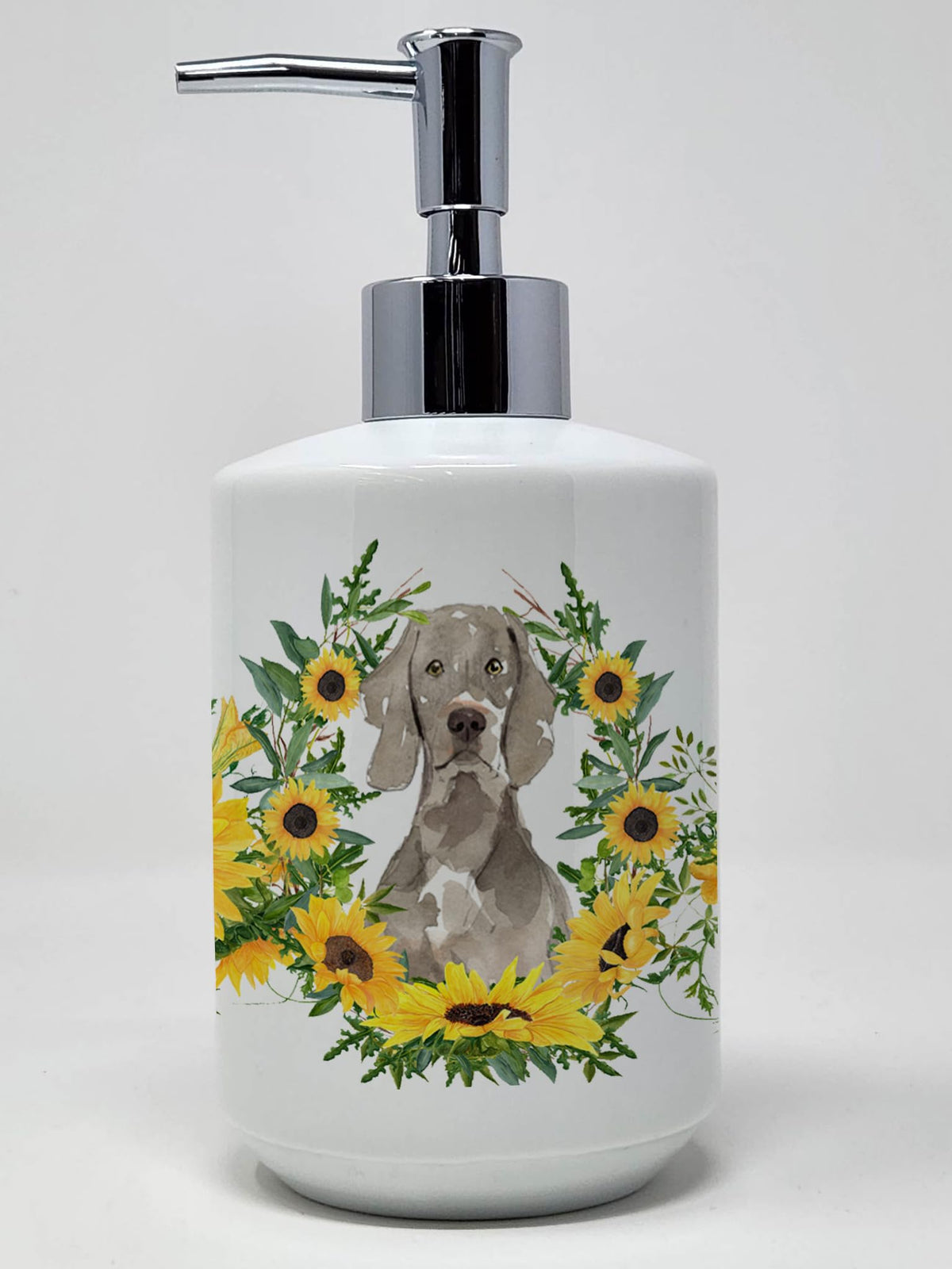 Caroline's Treasures CK2958SOAP Spinone Italiano in Sunflowers Ceramic Soap Dispenser Hand Soap Dispenser Pump Bottles for Bathr