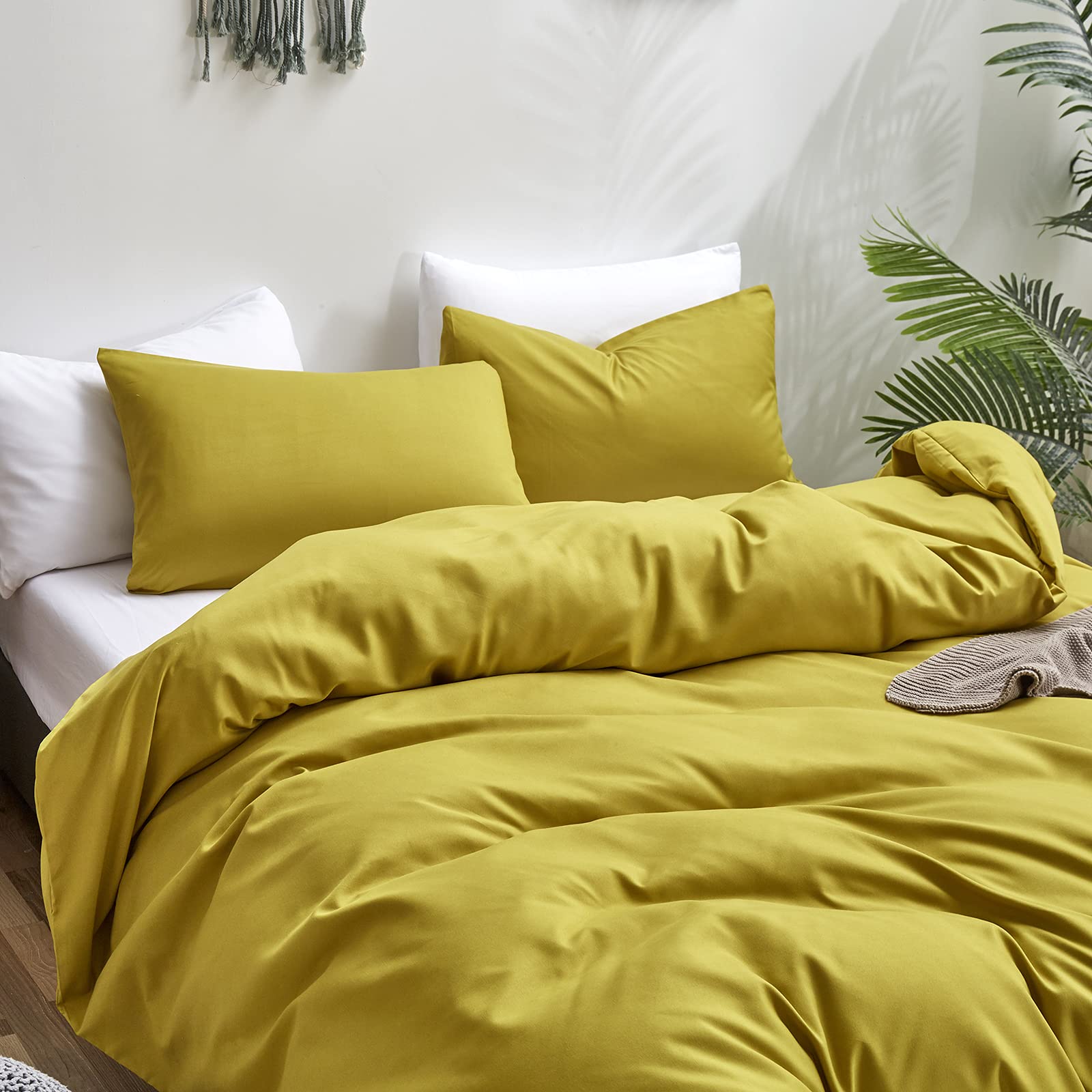 Luxlovery Chartreuse Comforter Set Queen Moss Green Bedding Comforter Set Full Modern Solid Grass Green Soft Breathable Yellowis