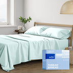 Thread Spread Twin Xl Sheets - 400 Thread Count 3 Pc Xl Twin Sheet, 100% Cotton Twin Xl Sheet Sets, Extra Long Twin Sheets For Dorm Room, Soft, Cooling & Luxury Sateen Sheets, Cotton Sheets (Sea Foam)