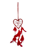 Fikimos Dream Catchers Wall Decor, Handmade Feather Bedroom Home Car Decor Nursery Room Hanging Decoration (3 Red Heart)