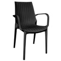 LeisureMod Kent Modern Indoor Outdoor Patio Stackable Dining Arm Chair (Black)