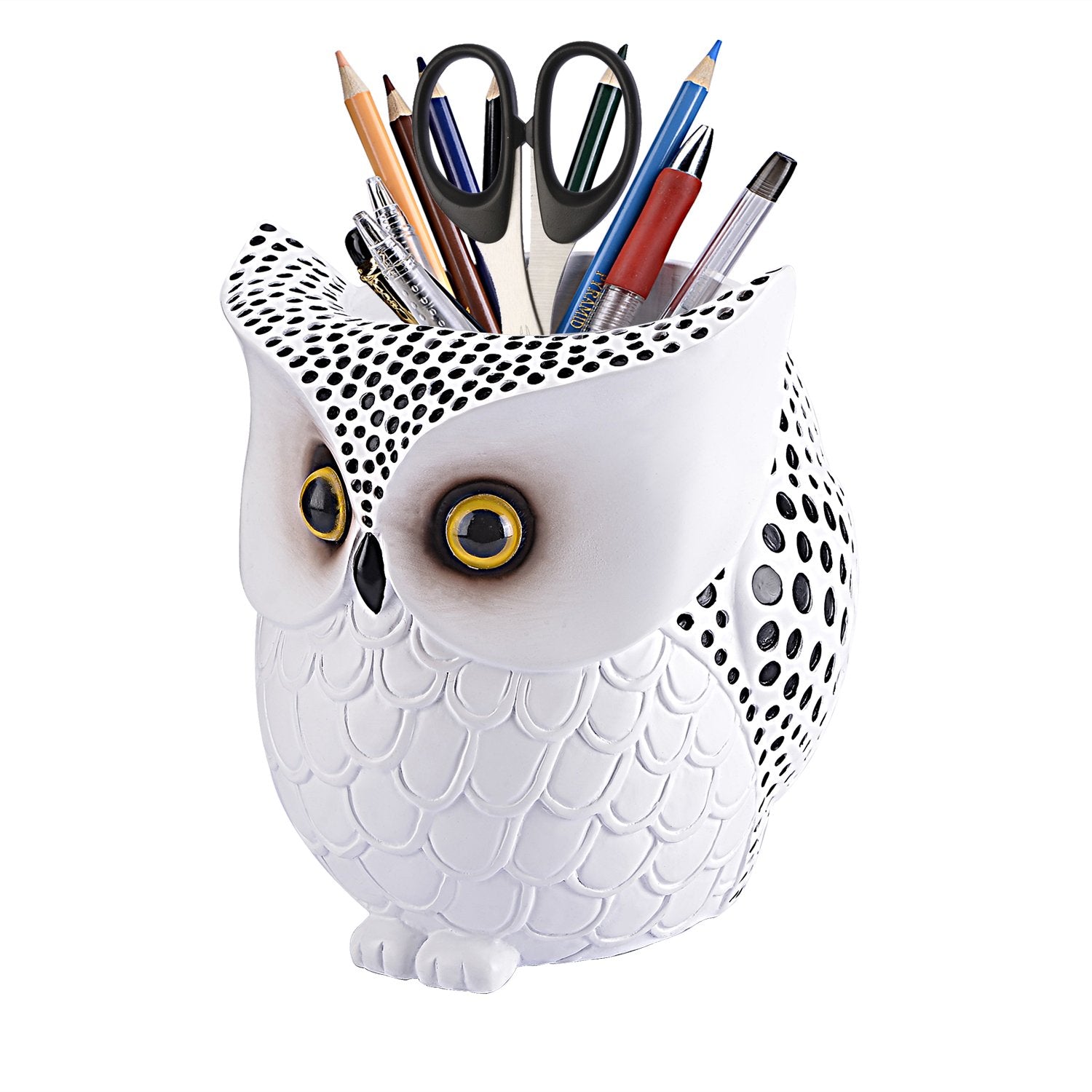 Oybufsh Owl Pen Holder, Owl Pen Pencil Container Carving Brush Pot Brush Holder Desk Organizer Decoration,Luxury Gift And Exquis