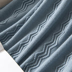 Miulee Dusty Blue Knitted Throw Blanket For Couch Textured Knit Blanket With Tassels Cozy Woven Boho Bed Blanket For Sofa Bed Chair Acrylic Wave Pattern 50'X60'