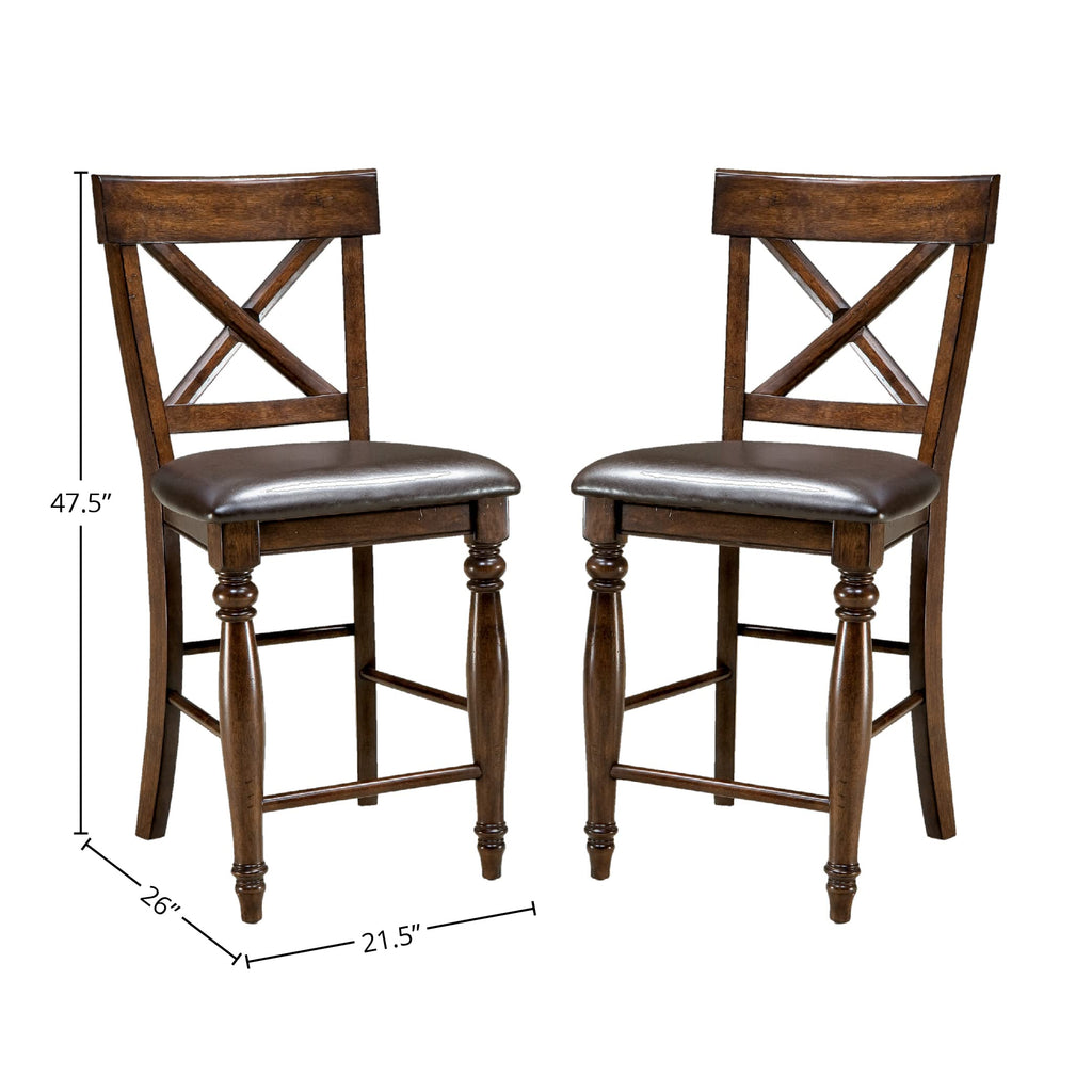 Imagio Home Kingston 24" X-Back Barstool w/PU seat, Set of 2